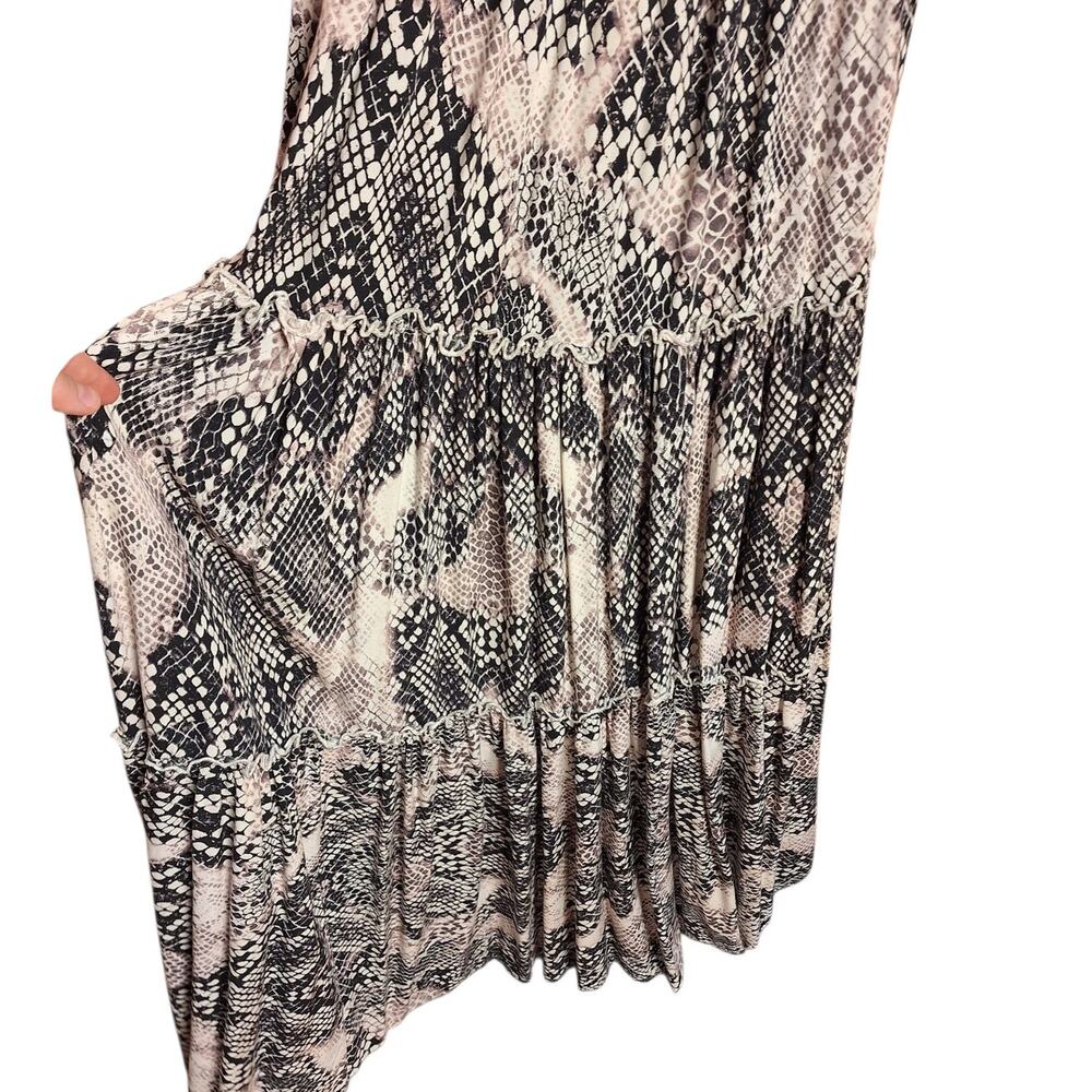 Anthropologie Abel the label Snake skin shirred tiered strapless maxi dress boho - Picture 3 of 5